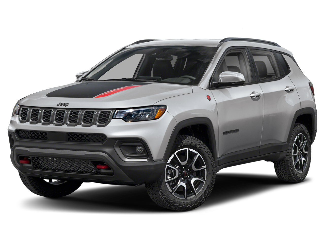 2026 Jeep Compass COMPASS TRAILHAWK 4X4 in Silver Zynith Metallic Clear-Coat Exterior Paint — front three-quarter view
