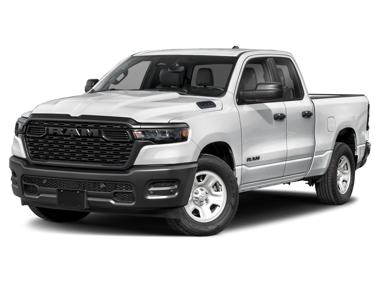2026 RAM Ram 1500 RAM 1500 TRADESMAN QUAD CAB 4X2 6'4' BOX in Bright White Clear-Coat Exterior Paint — front three-quarter view