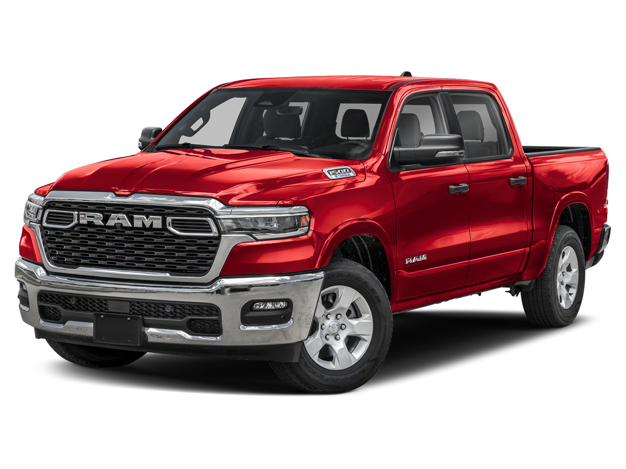 2026 RAM Ram 1500 RAM 1500 BIG HORN CREW CAB 4X4 5'7' BOX in Molten Red Pearl-Coat Exterior Paint — front three-quarter view