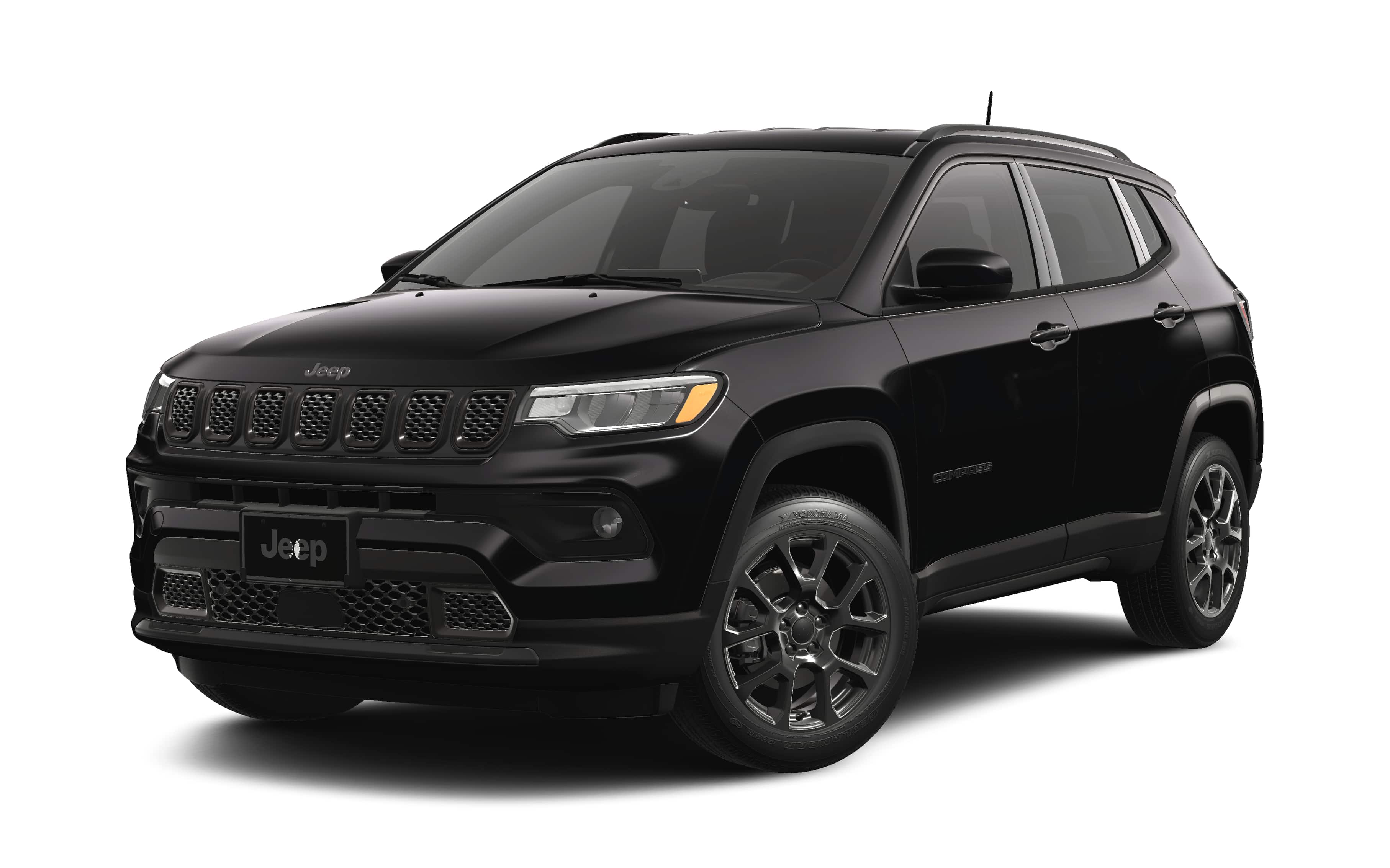 2026 Jeep Compass COMPASS LATITUDE ALTITUDE 4X4 in Diamond Black Crystal Pearl-Coat Exterior Paint — front three-quarter view